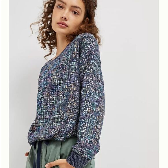 New Anthropologie Eva Franco Jackson Shimmer Sweatshirt Small #080 - Picture 2 of 4
